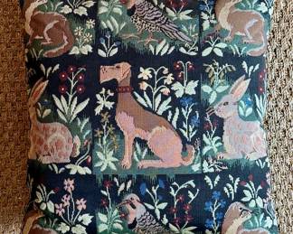 "Woodland Creatures" Needlepoint Pillow