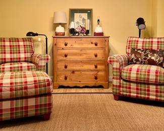 (2) Rowe Furniture Armchairs with Ottoman