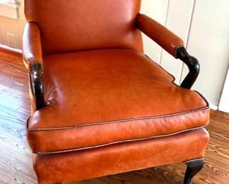 Leather arm chair, great rust/orange color