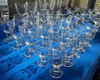 Vintage crystal polka-dot glassware set (set of twelve) Water, Wine, Champagne/Sorbet and Cordial