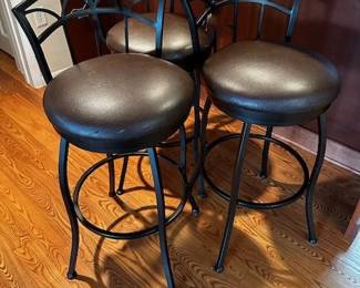 Barstools with brown leather seating