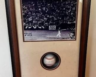 Stacks of Plaques Limited Edition Hank Aaron signed ball in a shadowbox
