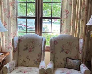 Wingback Chairs And Drapes 