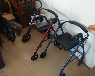 Several like new walkers and a wheelchair