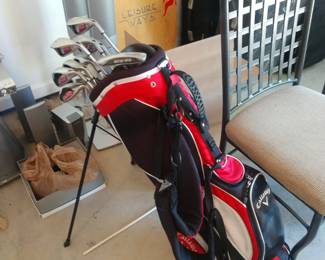 Golf clubs and bag