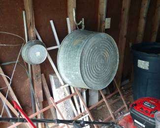 Several galvanized tubs
