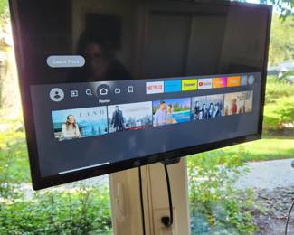 21" Insignia flat screen smart TV, with wall mount, shown streaming Netflix