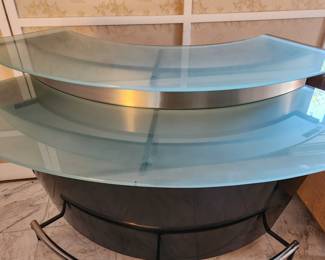 contemporary glass and metal bar