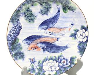Sun Ceramics Decorative Koi Fish Plate
