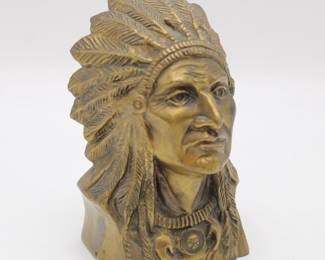 Metal Native American Chief Penny Bank
