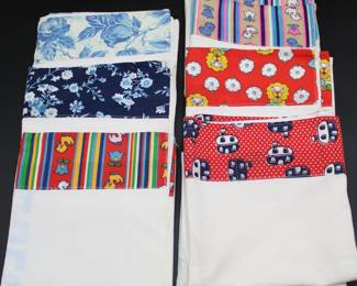 Large White Fabric Squares w/Colorful Border (Total of 6)
