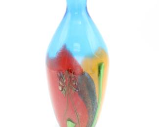 Vibrant Multicolored Layered Glass Vase
