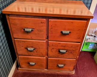 Six drawer primitive cabinet 