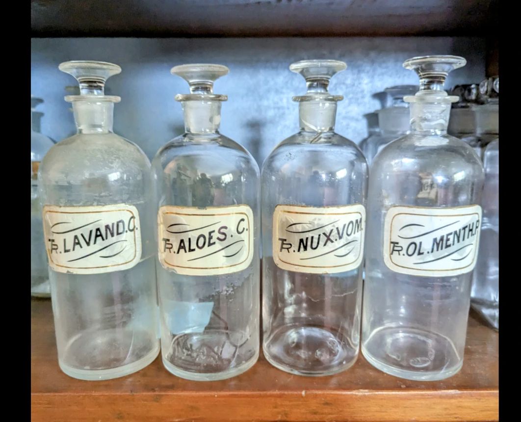 Apothecary jars with labels 
Set of 4
$80