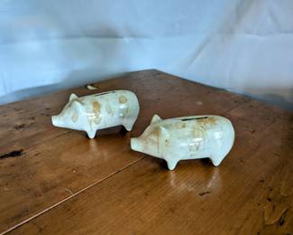 Green and White
 Spongeware  pig bank
$300 set of 2