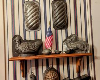 Late 19th century Chocolate and cookie molds. Wide variety of shapes and sizes.

