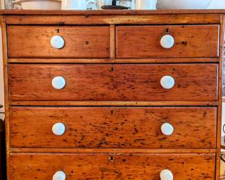 Primitive dresser with porcelain knobs