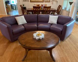 Beautiful Plum soft leather sectional sofa.  Norwalk Furniture 
118 (w) x 28 (H) x 36 (D) PERFECT condition!