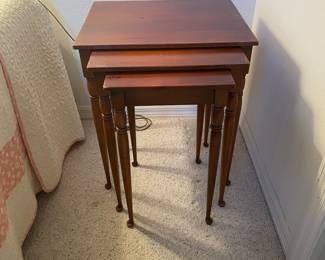 Nesting tables 
21” W x 24” H x 17” D
17” W x 23” H x 15” D
13” W x 22” H x 14” D