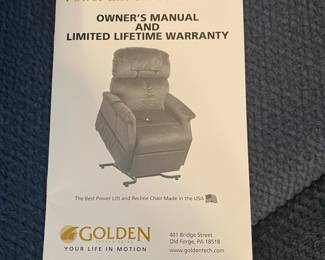 Golden Power Lift Chair manual LIKE NEW! 