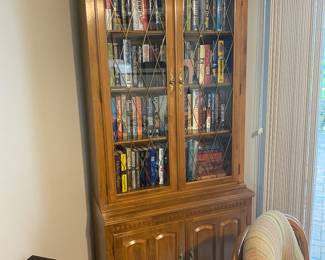 1 of 2 solid wood curio / storage cabinet 34 x 80 x 17