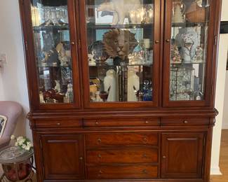 Formal curio hutch BEAUTIFUL!! Solid wood matches Formal dining 
64 x 80 x 16.5
Beloved pup is NOT FOR SALE!!! 