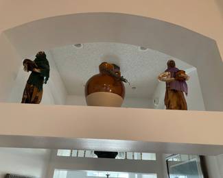 Handmade paper sculptures and pottery