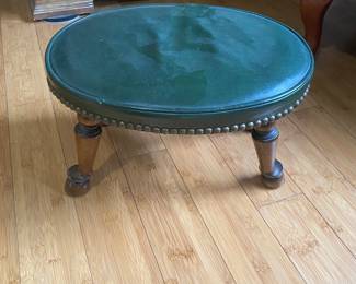 Leather and wood Foot stool 