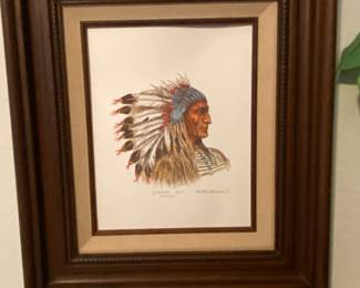 Sioux Indian Chief painting signed 