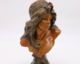 Antique 1930s Art Nouveau Plaster Bust of Woman