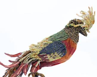 Rare Antique Venetian Murano Glass Beaded Bird Lamp Shade on Perch