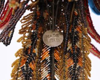 Rare Antique Venetian Murano Glass Beaded Bird Lamp Shade on Perch