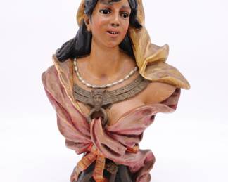 Antique Orientalist Bust Sculpture of Woman in Egyptian Style circa 1900