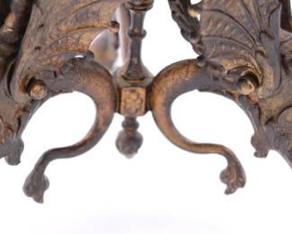 Bradley and Hubbard Antique Chinese Lion Glass Shade Cast Iron Dragon Kerosene Lamp