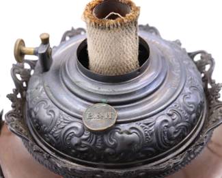 Ornate Rams Head No. 4 Bradley & Hubbard Radiant Antique Kerosene Burner Lamp