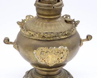 Antique Brass Kerosene Lamp Base that is Rewired