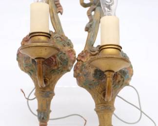 Pair of Art Nouveau Candlestick Style Wall Sconce Lights
