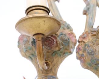 Pair of Art Nouveau Candlestick Style Wall Sconce Lights