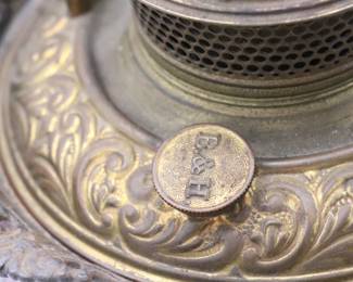 Bradley and Hubbard Antique Kerosene Lamp in Art Nouveau Style Circa 1890s