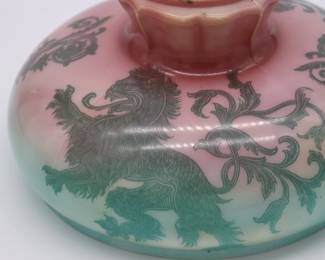 Antique Asian Chinese Lion or Dragon Kerosene Lamp Shade