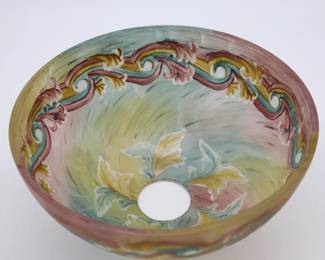 Beautiful Antique Reverse Painted Lamp Shade