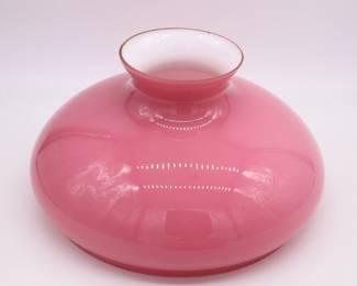Pair of Pink Cased Tam O Shanter Glass Kerosene Lamp Shades