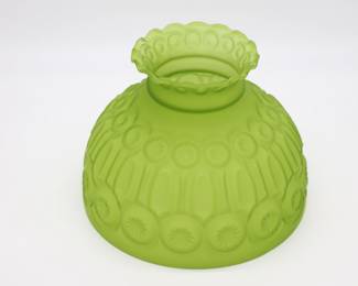 Beautiful Antique Green Glass Kerosene Shade