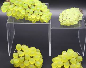 Lot of 4 Antique Green Glass Grape Beads Bulb Covers Attributed to Czechoslovakia