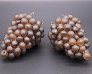 Pair of Antique Czech Purple Glass Grape Beads Bulb Cover Lamp Shades