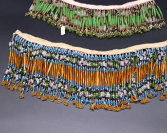 Lot of 3 Bulk Strands of Czechoslovakian Antique Bead Fringe in Orange, Blue, Green, and Purple