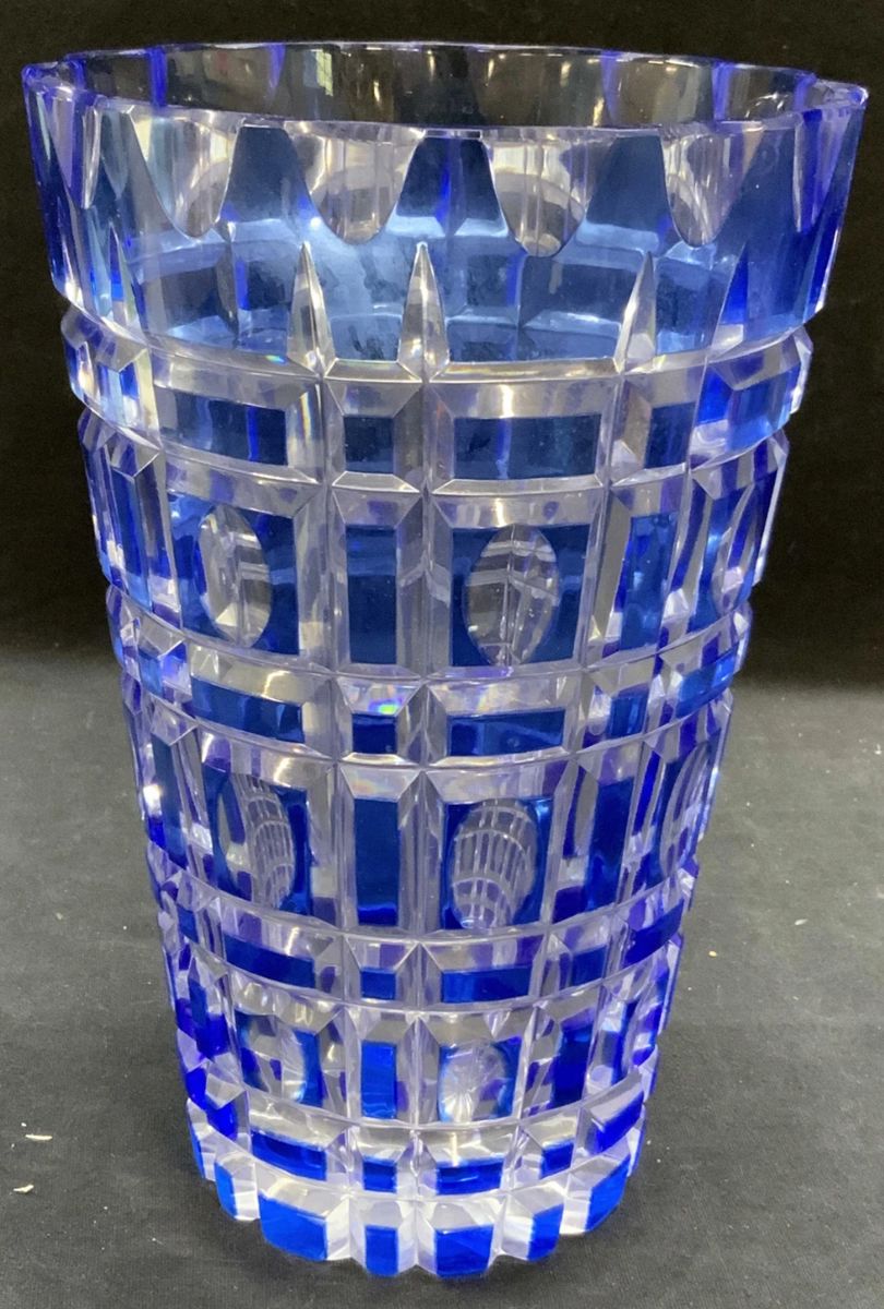 Blue to Clear Cut Crystal Vase

