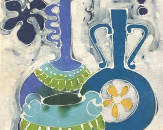 Dyed Linen Folk Art Wall Hanger
