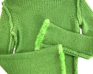 Tunic Metallic Knit Sweater with Rabbit Fur Cuffs
