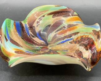 Vintage Venetian Murano Art Glass Bowl, Italy
